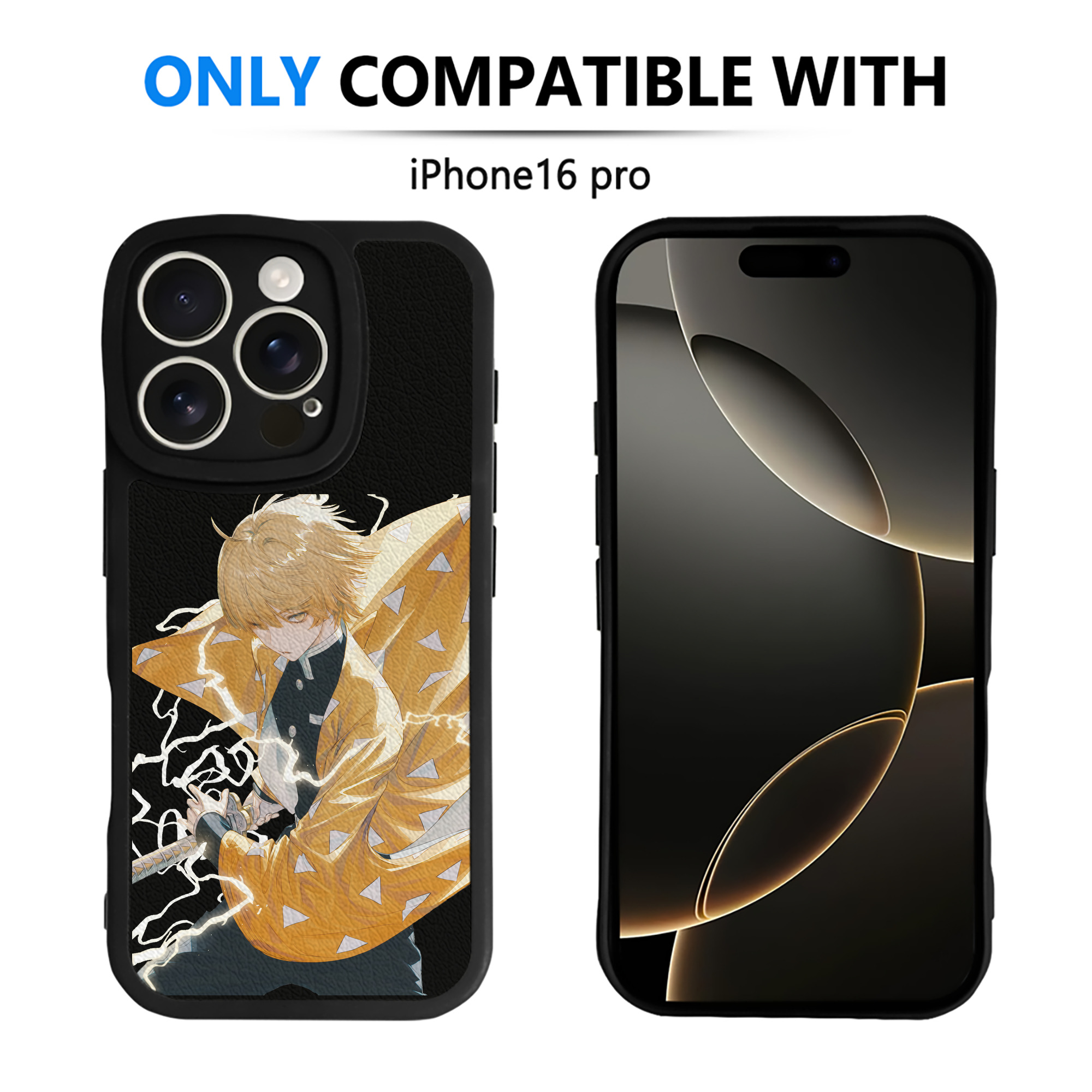 （画像用） 鬼滅の刃（きめつのやいば）我妻 善逸／あがつま ぜんいつ Agatsuma Zenitsu 【iPhone 16シリーズ対応】シリコンスマホケース（レザー調） 材質：シリコン